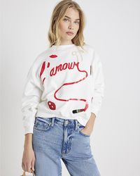 River Island - Sweatshirt Long Sleeve L'Amour Lipstick Cotton - Lyst