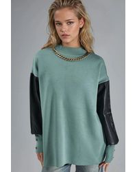 My Fashion - Faux Leather Detailed Sweater - Lyst