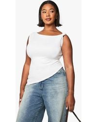 Boohoo - Plus Knot Shoulder Asymmetric Top - Lyst