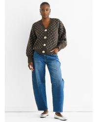 Gini London - Schokoladenpunktmuster Knopf-Cardigan Look Pullover - Lyst