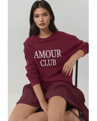 Hiccup - Printed Crew Neck Relaxed Fit Raised Sweatshirt - Lyst