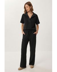 Happiness İstanbul - Polo Collar Blouse & Mid Waist Wide Leg Pants Two-Piece Set - Lyst