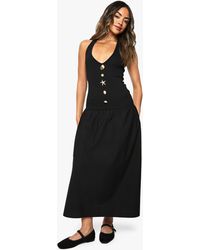 Boohoo - Starfish Trim Rib Poplin Mix Midaxi Dress - Lyst