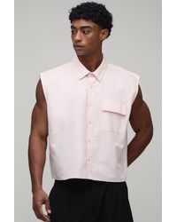 BoohooMAN - Oversized Boxy Extreme Crop Sleeveless Oxford Shirt - Lyst