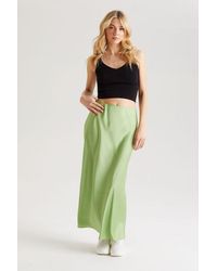 Urban Bliss - Lime Satin Maxi Skirt - Lyst