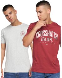 Crosshatch - Oldskool T-shirt (pack Of 2) (rood/grijs) - Lyst