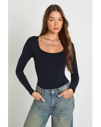 Boohoo - Seamless Scoop Neck Long Sleeve Bodysuit - Lyst