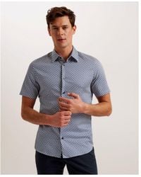 Ted Baker - Lacesho Short Sleeve Geometric Print Shirt - Lyst