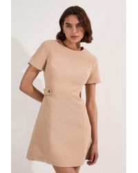 Karen Millen - Compact Stretch Essential Waist Tab Detail Tailored Mini Dress - Lyst