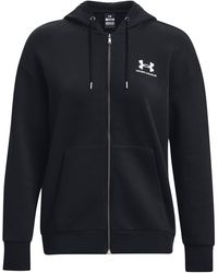 Under Armour - Essential Solid Patterned Hooded Ribbed Cuff Sweat Jacket - Lyst