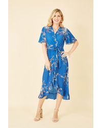 Mela London - Floral Dip Hem Wrap Midi Dress - Lyst