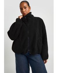 Boohoo - Plus Funnel Neck Teddy Jacket - Lyst