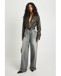 Boohoo - Faux Leather Oversized Shirt - Lyst