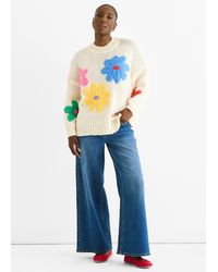 Gini London - Floral Crochet Chunky Knit Oversized Jumper - Lyst