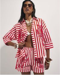River Island - Cotton Stripe Beaded Shirt - Lyst
