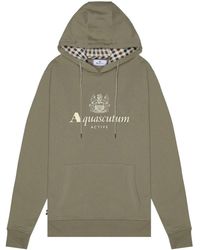 Aquascutum - Active Big Logo Army Hoodie Cotton - Lyst
