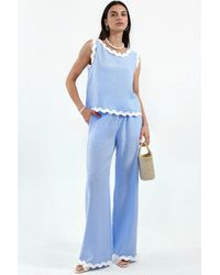 Msn-Collection - Color Block Linen Tunic And Wide-Leg Trousers Set - Lyst