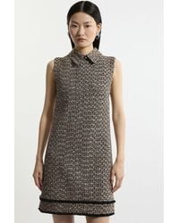 Karen Millen - Tall Wool Mix Boucle Tailored Collared Sleeveless Mini Dress - Lyst