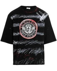 Balmain - Paris Graffiti Coin Logo T-Shirt Cotton - Lyst