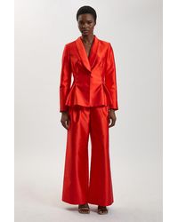 Karen Millen - Structured Satin Tailored Trouser - Lyst