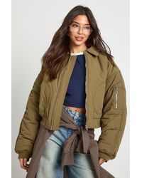 Boohoo - Ruched Sleeve Bomber Jacket - Lyst