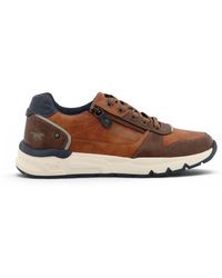 Mustang - Tan Faux Leather Trainer Sneakers - Lyst