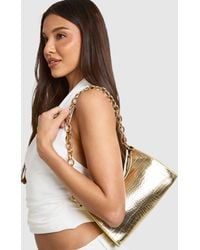 Boohoo - Patent Croc Chain Handle Shoulder Bag - Lyst