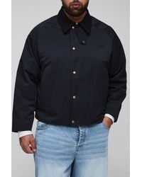 BoohooMAN - Plus Boxy Cord Collar Embroidered Worker Jacket - Lyst