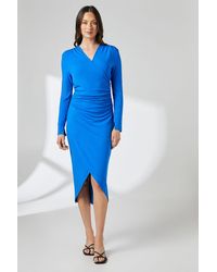 PRINCIPLES - Cobalt Wrap Jersey Midi Dress - Lyst