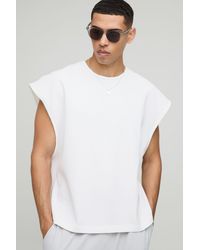 BoohooMAN - Oversized Boxy Pleated Cap Sleeve Tank - Lyst