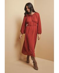 Wallis - Woven Tie Front Waist Detail Midi Dress - Lyst