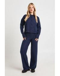 Boohoo - Petite Soft Knit Button Through Cardigan And Wide Leg Trouser Co-Ord - Lyst