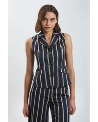 Karen Millen - Stripe Single Breasted Sleeveless Jacket - Lyst