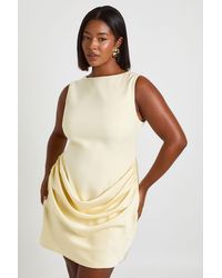 Boohoo - Plus Satin Drape Slash Neck Mini Dress - Lyst
