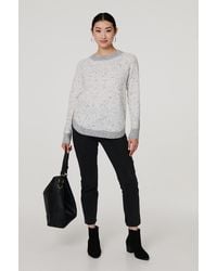 Izabel London - Colour Block Long Sleeve Curve Hem Jumper - Lyst