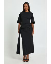 Boohoo - Cape Drape Detail Midaxi T-Shirt Dress - Lyst