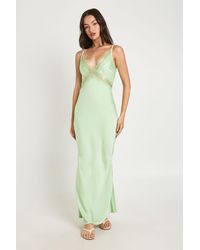 Boohoo - Satin & Lace Maxi Slip Dress - Lyst