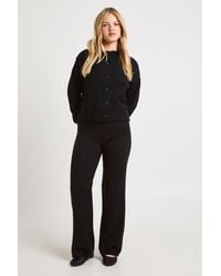 Boohoo - Petite Soft Knit Button Through Cardigan And Wide Leg Trouser Co-Ord - Lyst