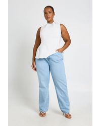 Boohoo - Plus Basics High Waist Mom Jean - Lyst