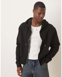 ASOS - Essentials Boxy Relaxed Zip Through Hoodie - Lyst