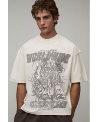 BoohooMAN - Oversized Boxy Worldwide Reaper Print Reverse Seams T-Shirt Cotton - Lyst