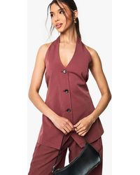 Boohoo - Halter Neck Longline Tailored Waistcoat - Lyst