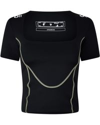 Off-White c/o Virgil Abloh - Off Cropped Square Neck Regular Fit T-Shirt - Lyst