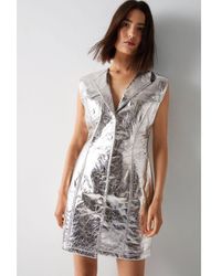 Warehouse - Metallic Crackle Faux Leather Mini Dress - Lyst