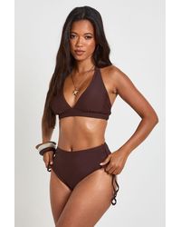 Boohoo - Tummy Control Ruched High Waist Bikini Bottom - Lyst