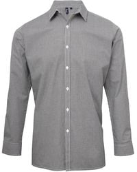 PREMIER - Microcheck Long Sleeve Shirt Cotton - Lyst