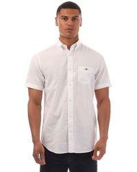 GANT - Katoen Linnen Korte Mouwen Shirt - Lyst