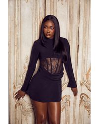 Boohoo - Lace Corset Structured Mini Dress - Lyst