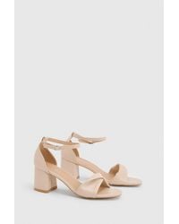 Wallis - Wide Fit Sophia Faux Leather Soft Twist Low Block Heel Sandals - Lyst