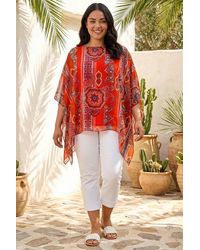 Roman - Curve Ikat Paisley Asymmetric Overlay Top - Lyst